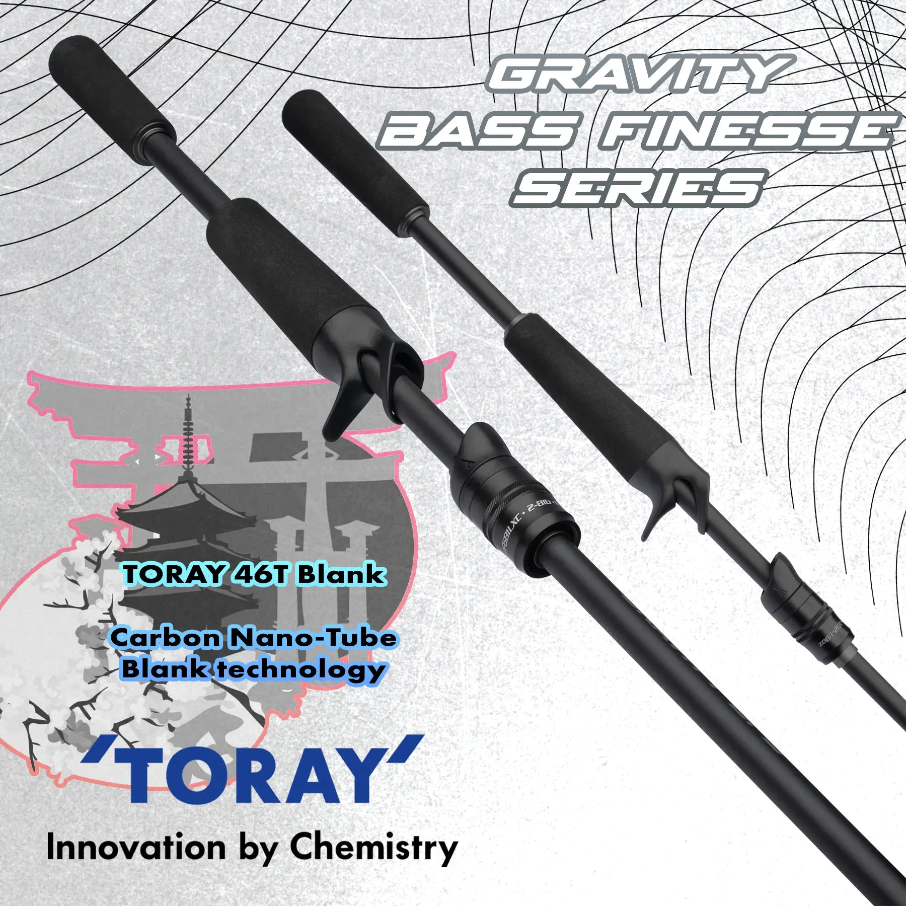 1 8 to 1 ounce lure weight fishing rod Ark Gravity BFS Rods BF64LFC Magic Bait Big Bite The Noodle is designed print color:silver Default Category/Casting Reels/Daiwa